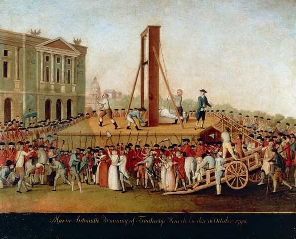 King Louis XVI and Queen Marie Antoinette are guillotined in Paris.