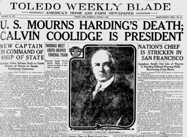 Warren Harding Dies