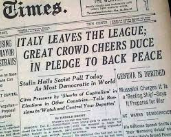 Italy withdraws from the League of Nations