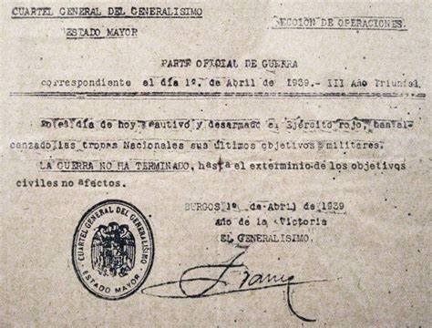 Último parte de Guerra y fin de la misma.