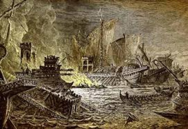 Bastille being attacked.