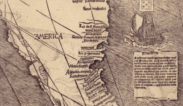 German mapmaker names the "New World"