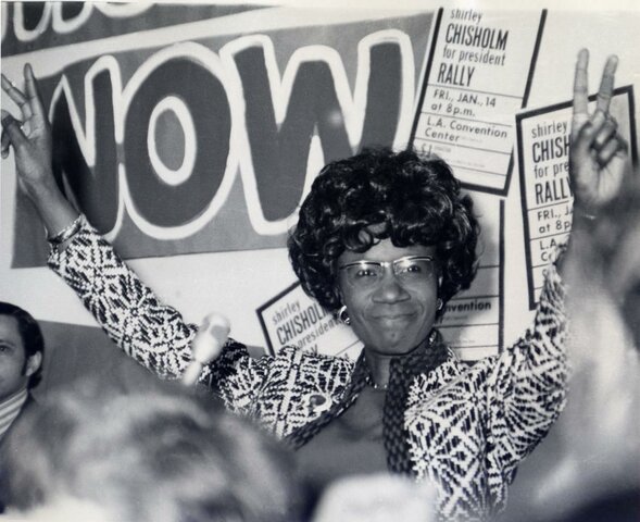 New York congresswoman Shirley Chisholm first black person to campaign for the Democratic presidential nomination.&nbsp;
