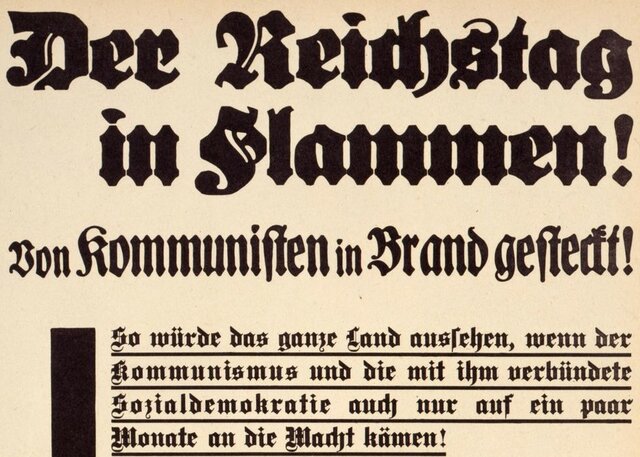 Die Reaktion liess nicht lange auf sich warten. Die Kommunisten und die Sozialdemokraten waren als Feindbild bestätigt. Wären diese nur einen Monat an der Macht, würde das ganze Land so aussehen, so die Nationalsozialisten auf ihrem Flugblatt.