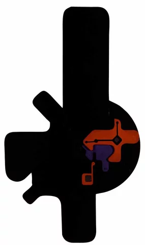 Escultura relieve en madera y metal.