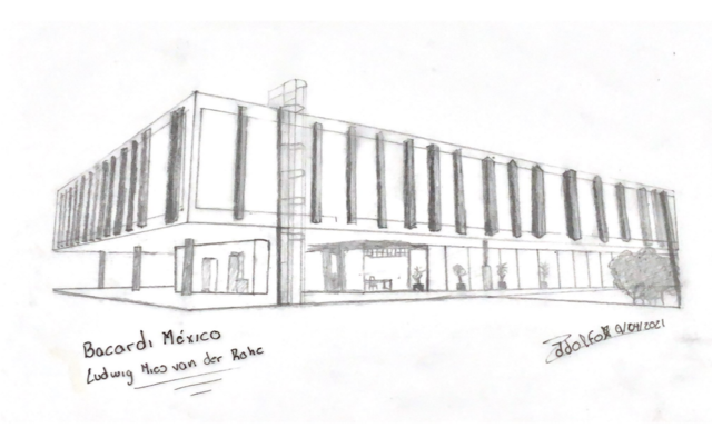 Ludwig Mies van der Rohe (Dibujo realizado por estudiante)