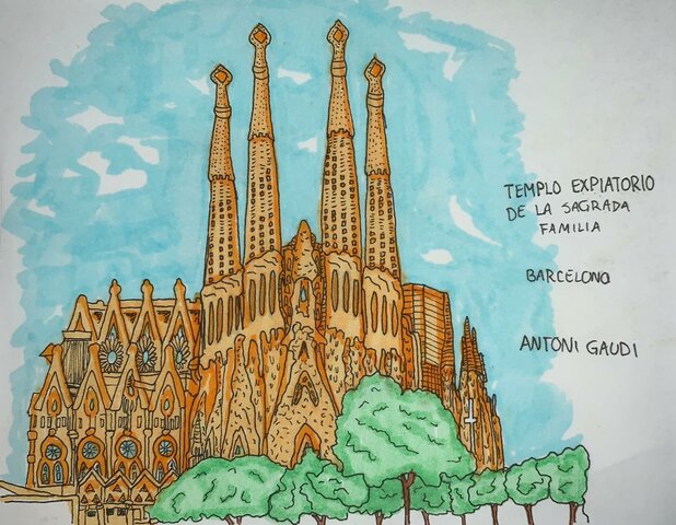 Antoni Gaudí (Dibujo realizado por estudiante)