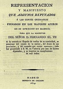 Publicación del Manifiesto de los Persas