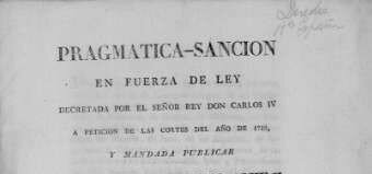 Promulgación de la Pragmática Sanción