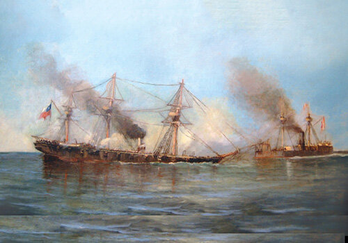 Son derrotados dos buques enemigos en el combate de Abtao