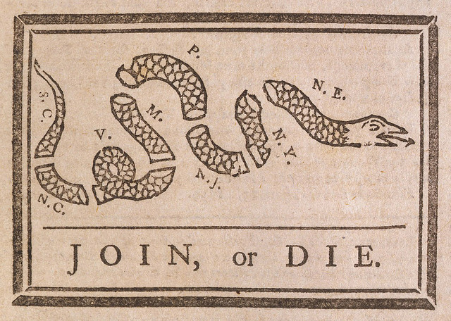 Join or Die by Benjamin Franklin