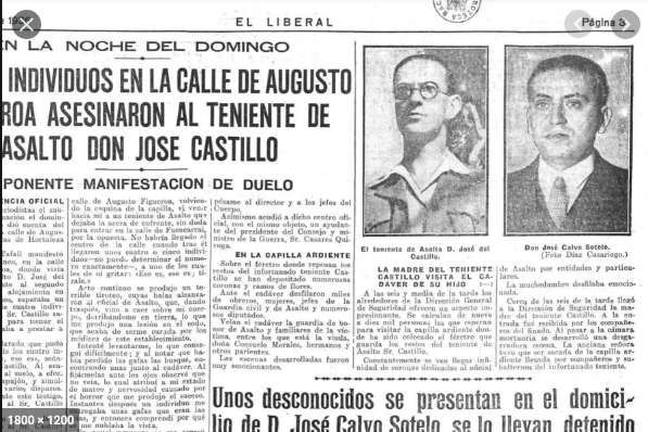 Asesinato del Teniente Castillo y  Calvo Sotelo.
