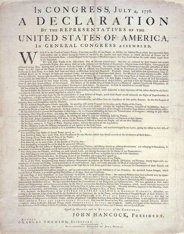 déclaration d'indépendance américaine