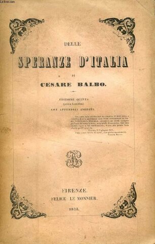 Pubblicazione "Speranze d'Italia" di Cesare Baldo
