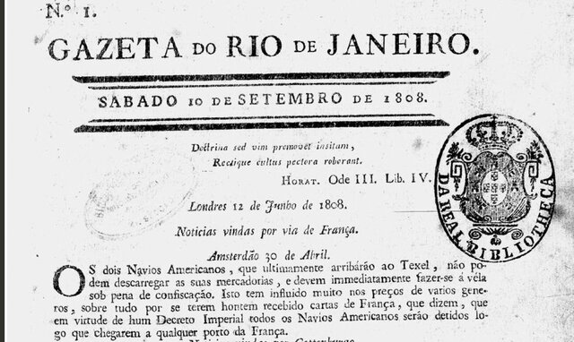 Abertura do jornal "Gazeta do Rio de Janeiro"