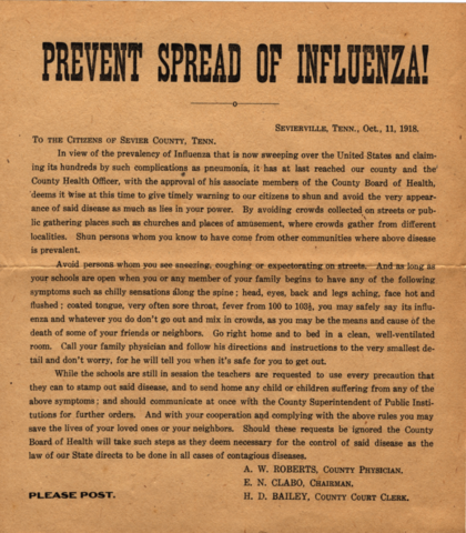 1918 Sevier County Board of Health