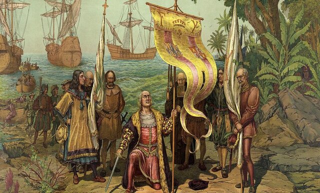 Columbus "discovers" the Caribbeans