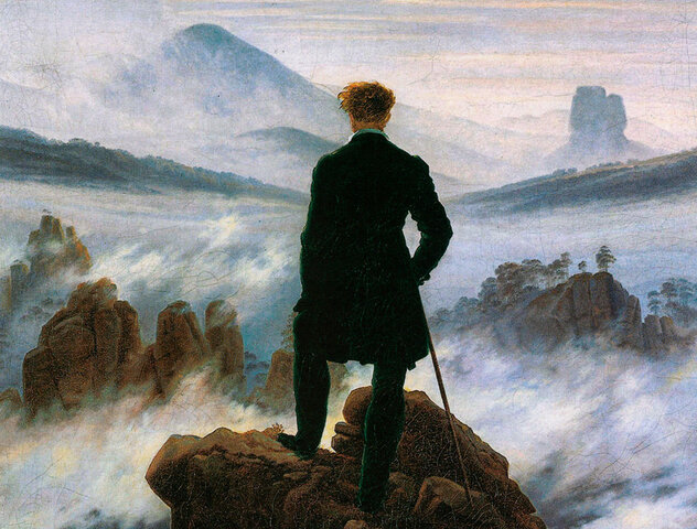 "El caminante sobre un mar de nubes", 1818. Friedrich .
