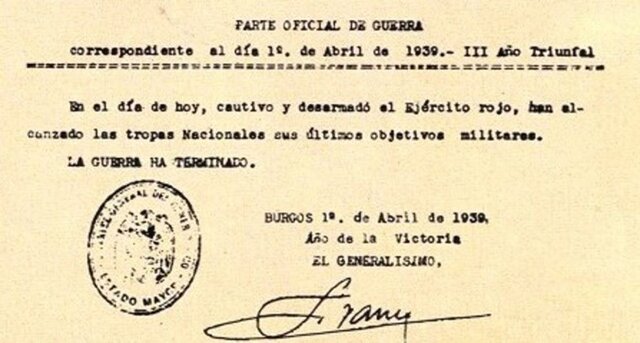 Fin de la Guerra, último parte de guerra