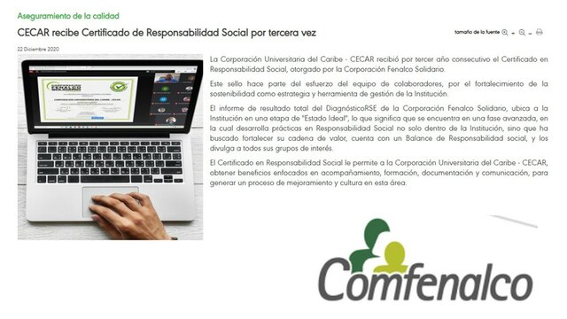 Certificación Comfenalco