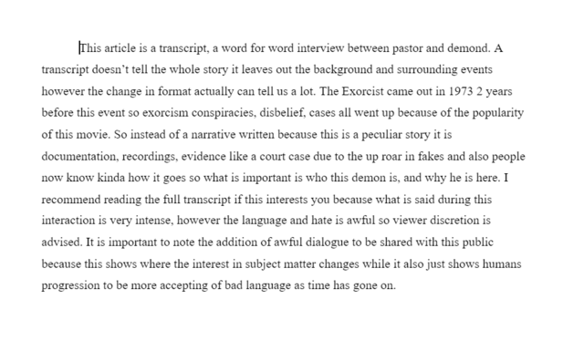 Anneliese, Transcript