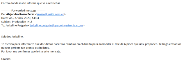 INSITE informa que va a rediseñar.  Ajuste de TIEMPO.