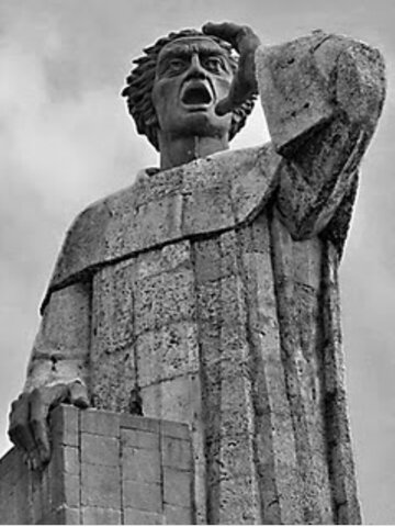 Fray Antonio Montesinos da su sermón en cotra del maltrato a los indios.