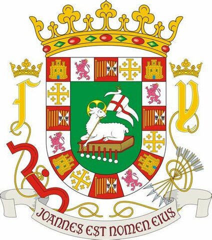 Los reyes de España le otorgan el escudo a Puerto Rico.