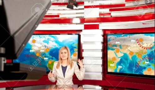 Transmisión televisiva de pronósticos meteorológicos.