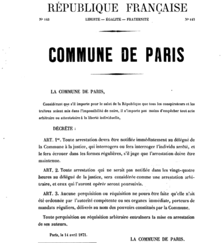 The Commission des Barricades outlines the appropriate form for a barricade