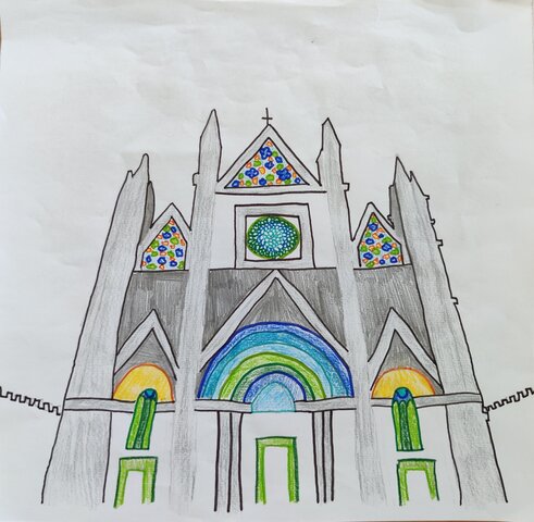 Typical gothic cathedral in the Middle Ages