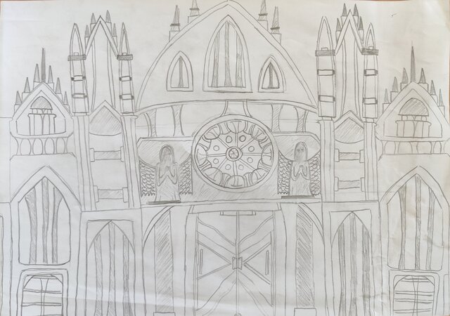 Typical gothic cathedral in the Middle Ages