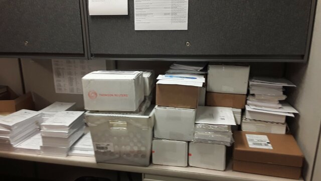 I visited the office for the first time in a month and realized some library materials had backed up.