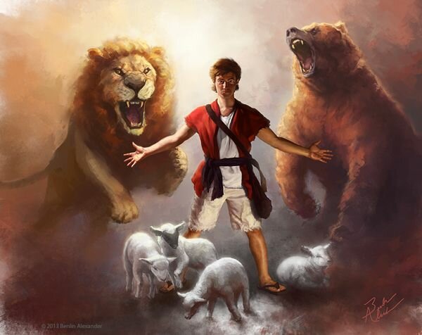 David fights lion and bear