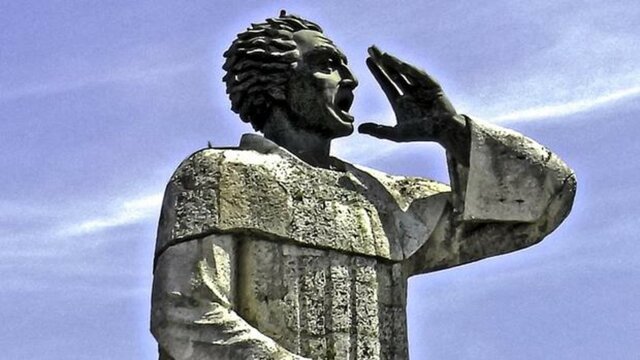 Fray Antonio Montesinos da su sermón en contra del maltrato a los indios.