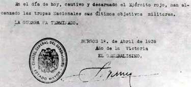 Último parte de guerra y fin de la misma.