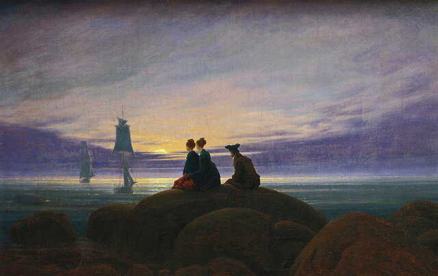 Moonrise Over the Sea-Caspar David Friedrich