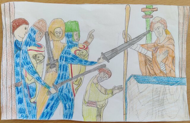 Thomas Becket quarrels with Henry II and is killed in the Canterbury cathedral