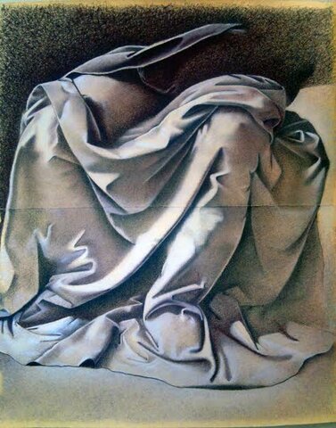 Estudio de ropaje para una figura sentada