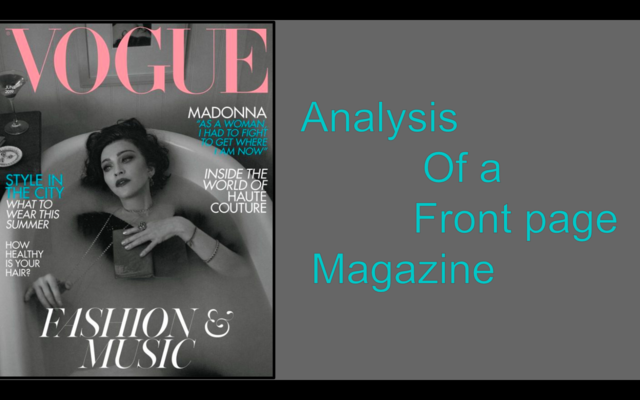 Analyses of a Front Cover Magazine