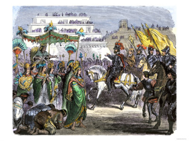 Cortes conqueres Aztec Empire