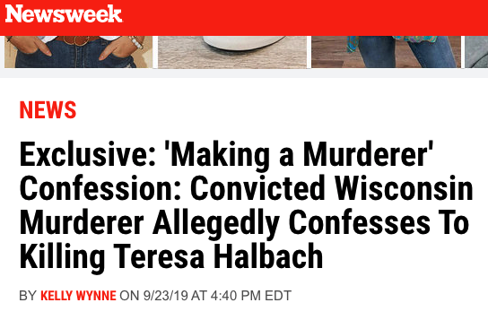 Inmate Joseph Evans, Jr.. confesses to murdering Teresa Halbach