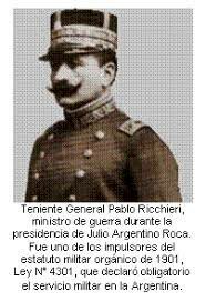 1901 - LEY RICCHIERI DEL SERVICIO MILITAR OBLIGATORIO