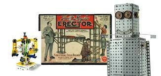 Vintage 98 cent Toys, Blackbird Crystal Set, Erector Set