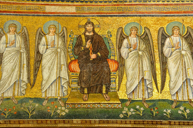 Mosaico de Cristo Redentor y los ángeles