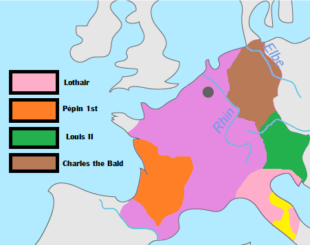 Second Partition between the 4 sons of Louis the Pious