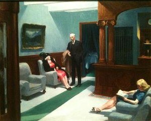 Hotel Lobby por Edward Hopper. (Indianapolis Museum of Art).