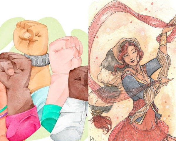 Manifestación de personas y pueblo Rrom