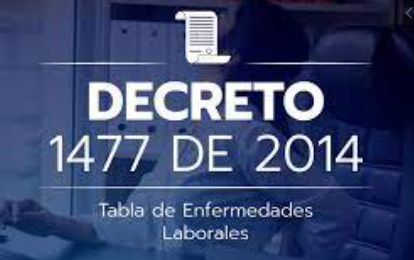2014,COLOMBIA DECRETO 1477 TABLA DE ENFERMEDADES