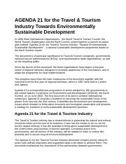 Agenda 21 for the Travel and Tourism